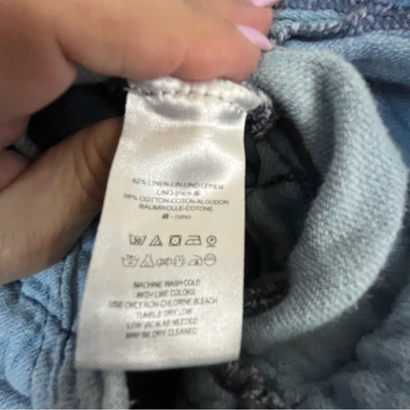 Free People Distressed Linen
Bib Overalls Chambray Cropped Boho Relaxed Fit SZ S - Picture 15 of 15